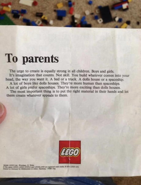 A letter from LEGO to parents in 1974.