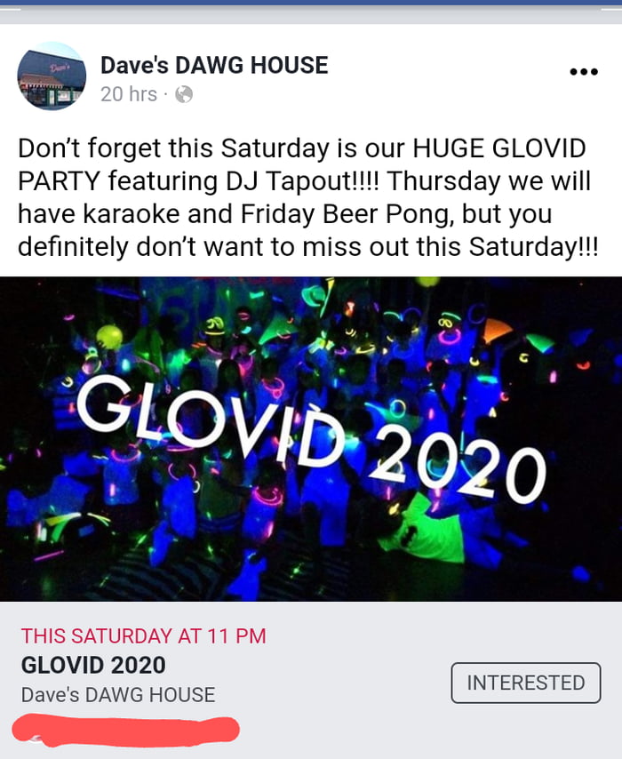 Bar in Arkansas hosting party, calls it GLOVID