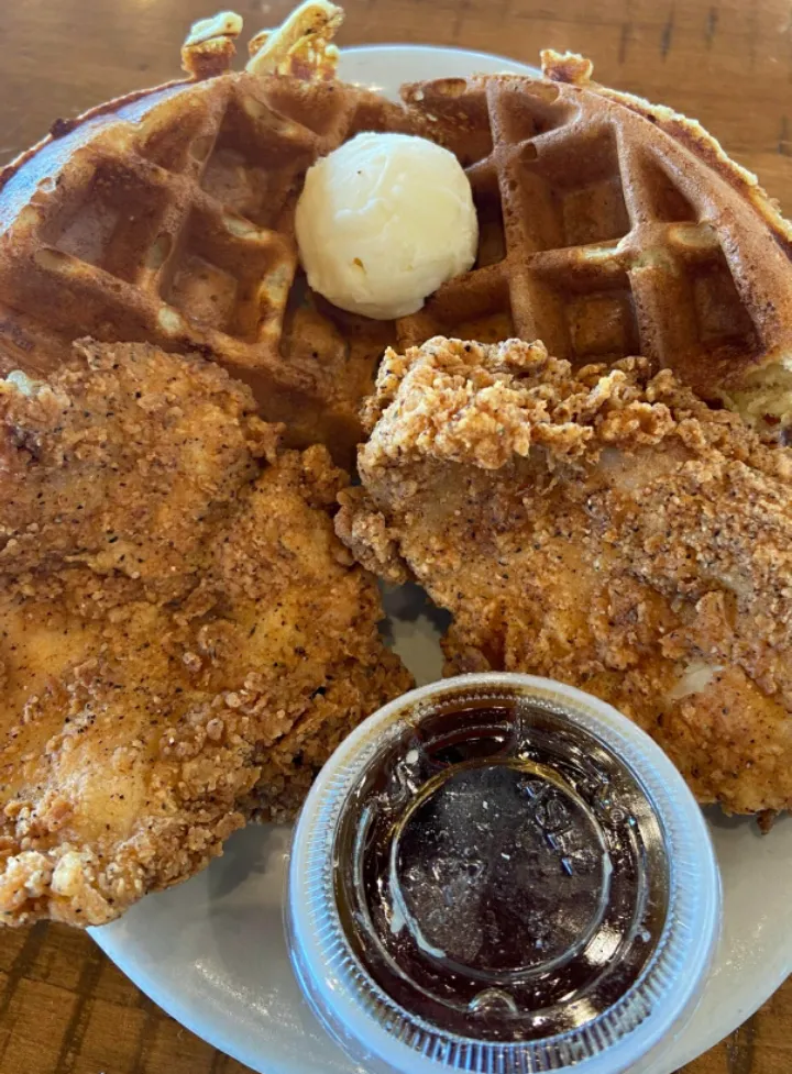 Chicken and weffles together