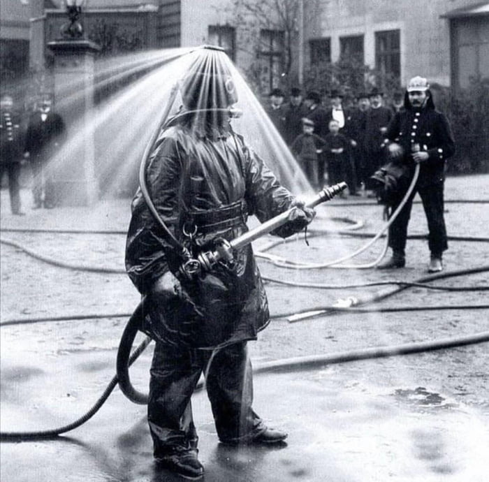 Firefighter helmets used to have hoses attached to them