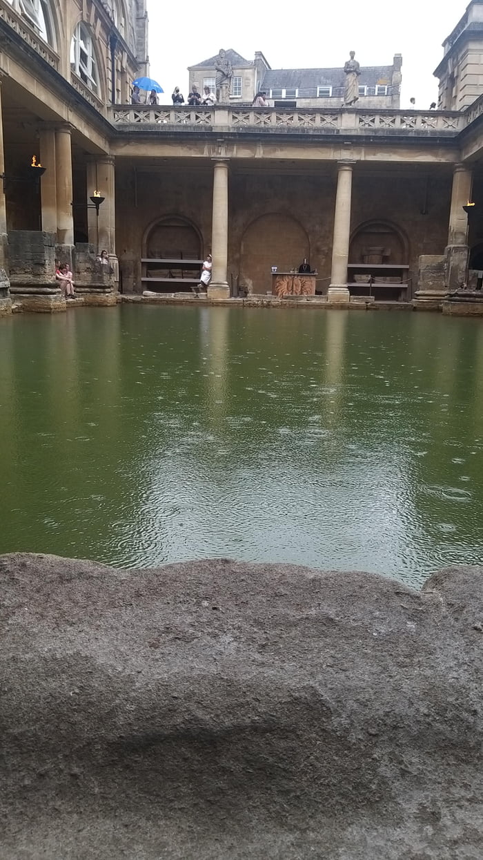 Ground view of the Roman Bath in Bath, England.