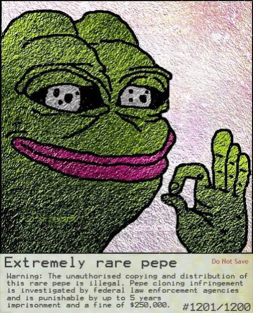 I'm collecting rare pepes. Please comment if you have one.