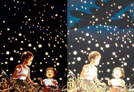 If you brighten the poster of &quot;Grave Of The Fireflies&quot;, you will see the lights aren&#039;t fireflies...