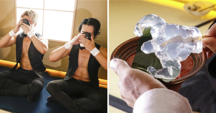 Jiggly Macho Japanese Sweet Served At &#039;Muscular&#039; Tea Ceremony