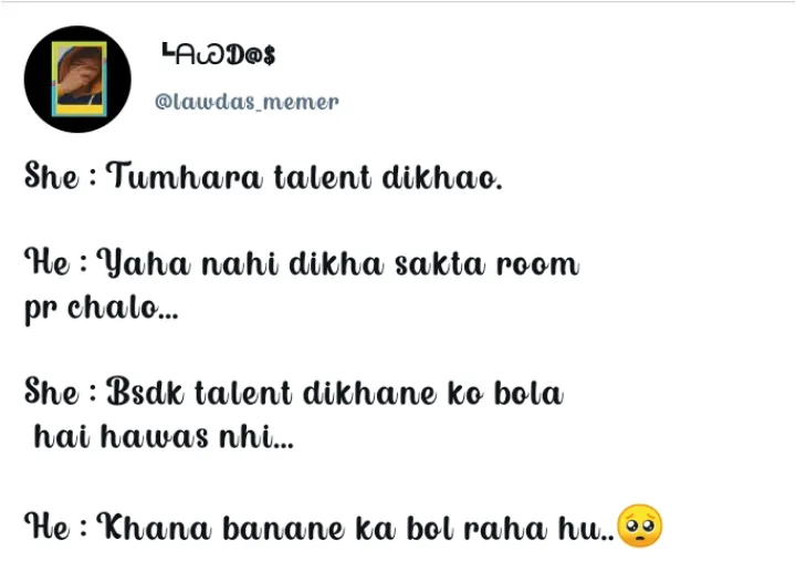 Khana banna talent nhi hota kya 🥺