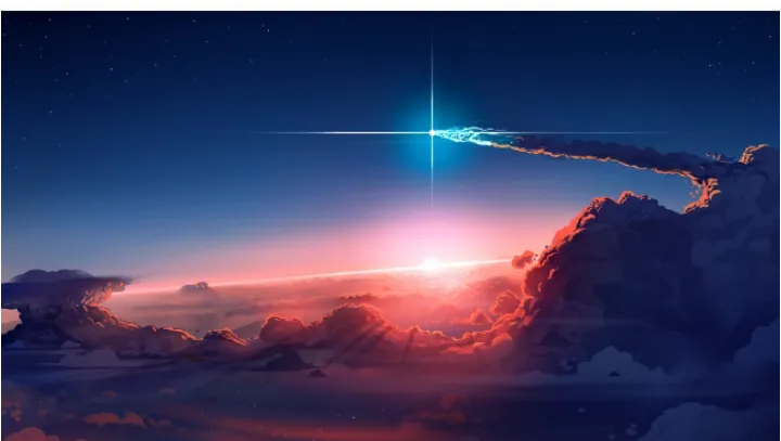 Sunset with rocket