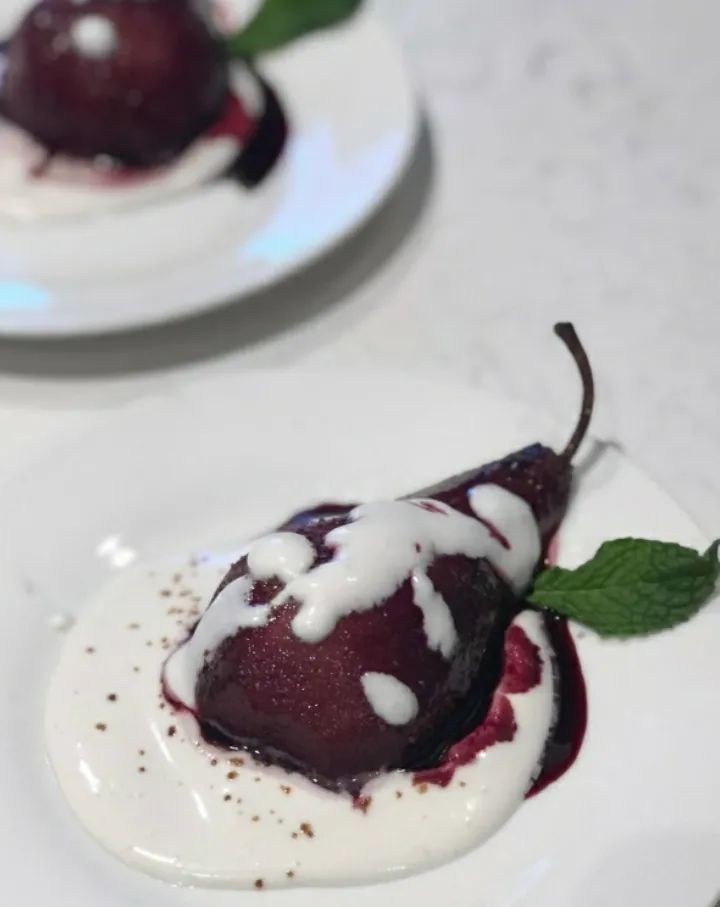 Ted wine poached peer