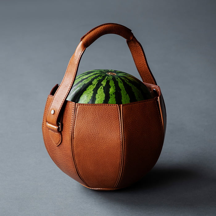 This leather bag for carrying watermelon in Japan