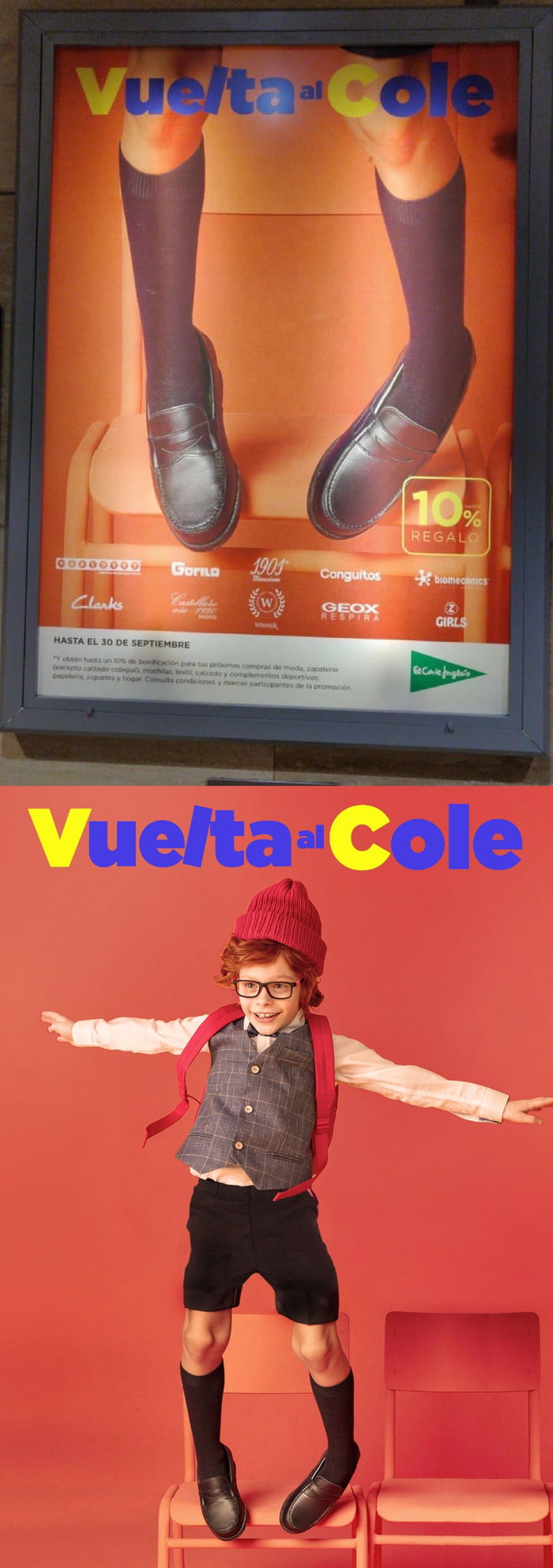 This TERRIBLE cropping choice in a "back to school" ad campaign in Spain